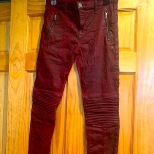 Hudson women’s size 31 moto jeans reddish/maroon.